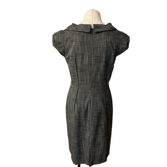 Antonio Melani Dress Black Gray 8 Short Sleeve Sheath Neck Accent Career Church - Picture 3 of 6